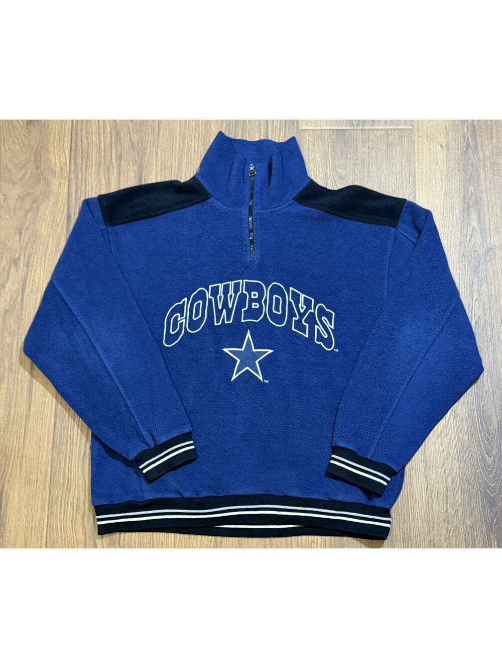 Vintage 90s Dallas Cowboys Mirage Mens XL Blue 1/4 Zip Fleece Pullover #15B